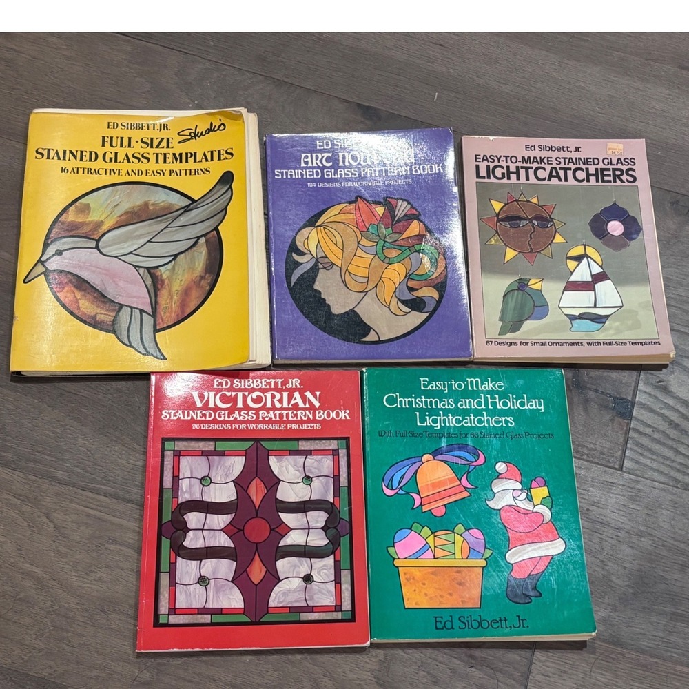 Lot 5 Ed Sibbett Jr Stained Glass Pattern Books Art Nouveau Victorian Holiday